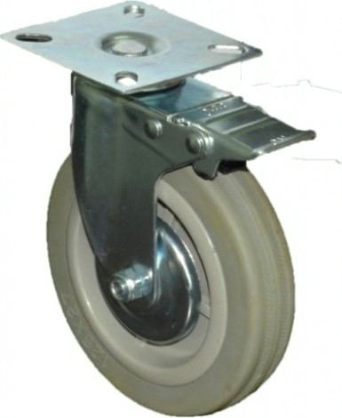 Колесная опора аппаратная MFK-TORG SCGB93 серая мягкая резина поворотное с тормозом 75мм [5054075М]