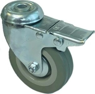 Колесная опора аппаратная MFK-TORG SCHGB25 серая резина под болт с тормоз 50мм отверст. 10 [5057050M]