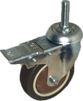 Колесная опора аппаратная MFK-TORG SCTGB93Д мягкая резина болт. крепление с тормозом М10 75 мм [7064075]