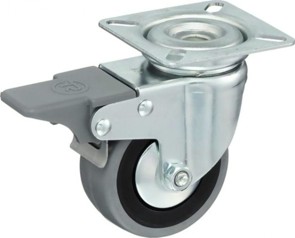 Колесная опора аппаратная TELLURE ROTA 378 102 поворотная с тормозом, диаметр 60мм, 50 кг [378102]