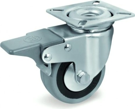 Колесная опора аппаратная TELLURE ROTA 378 105 поворотная с тормозом, диаметр 125мм, 80 кг [378105]