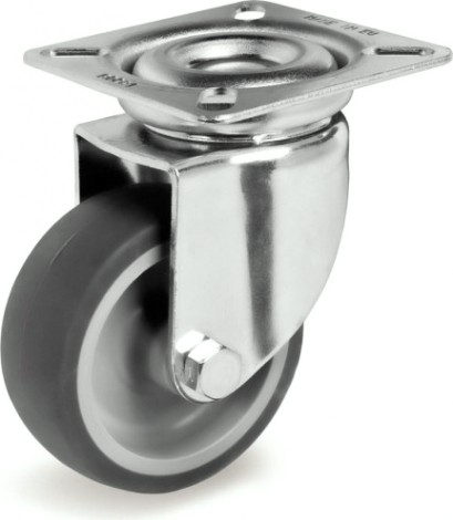 Колесная опора аппаратная TELLURE ROTA 384 201 поворотная, диаметр 50мм, серая резина [384201]