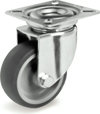 Колесная опора аппаратная TELLURE ROTA 384 202 поворотная, диаметр 60мм, серая резина [384202]