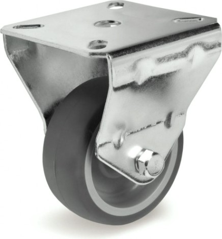 Колесная опора аппаратная TELLURE ROTA 385 202 неповоротная, диаметр 60мм, серая резина [385202]