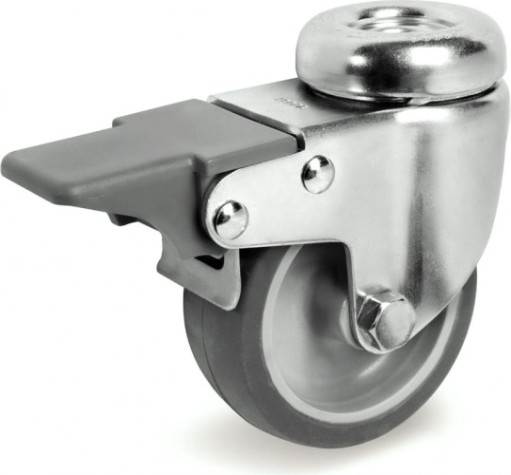 Колесная опора аппаратная TELLURE ROTA 387 201 поворотная с тормозом, диаметр 50мм, серая резина [387201]