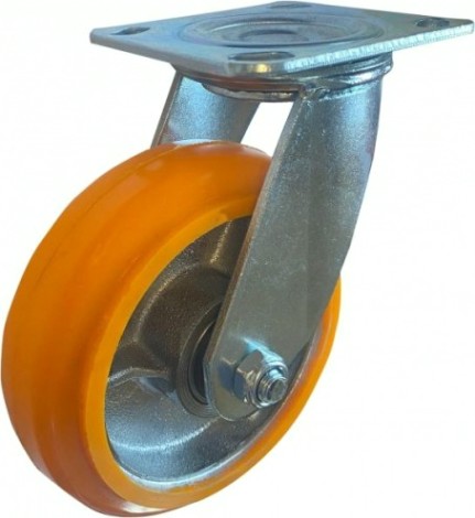 Колесная опора большегрузная MFK-TORG 200 мм желтый полиуретан, поворот. [4243200]