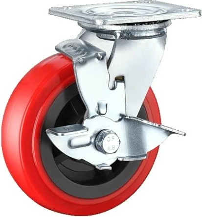 Колесная опора большегрузная MFK-TORG SCpnb63 полиуретан, обод нейлон, поворот., с тормозом 160м [62024160]