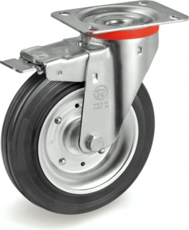 Колесная опора большегрузная TELLURE ROTA 053345 поворотная с тормозом, 200 мм, 230 кг