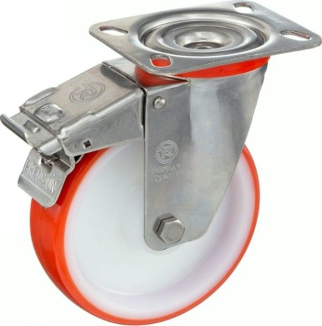 Колесная опора большегрузная TELLURE ROTA 606601 поворотная с тормозом, 80 мм, 120 кг