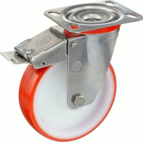 Колесная опора большегрузная TELLURE ROTA 606602 поворотная с тормозом, 100 мм, 170 кг