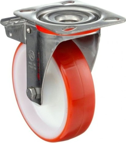 Колесная опора большегрузная TELLURE ROTA 606603 поворотная с тормозом, 125 мм, 220 кг