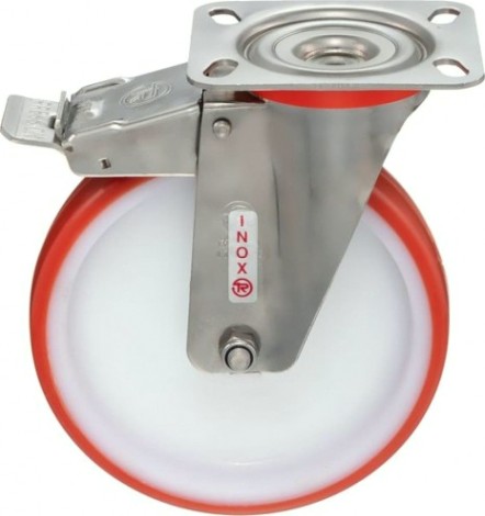 Колесная опора большегрузная TELLURE ROTA 606606 поворотная с тормозом, 200 мм, 300 кг