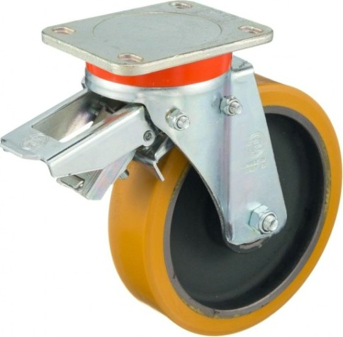 Колесная опора большегрузная TELLURE ROTA 646656 поворотная с задним тормозом, 200 мм, 1000 кг