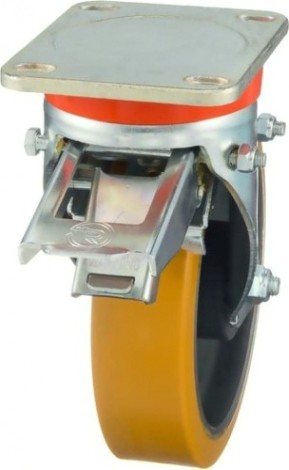 Колесная опора большегрузная TELLURE ROTA 646656 поворотная с задним тормозом, 200 мм, 1000 кг