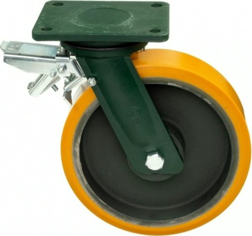 Колесная опора большегрузная TELLURE ROTA 648507 поворотная с задним тормозом, 250 мм, 1500 кг