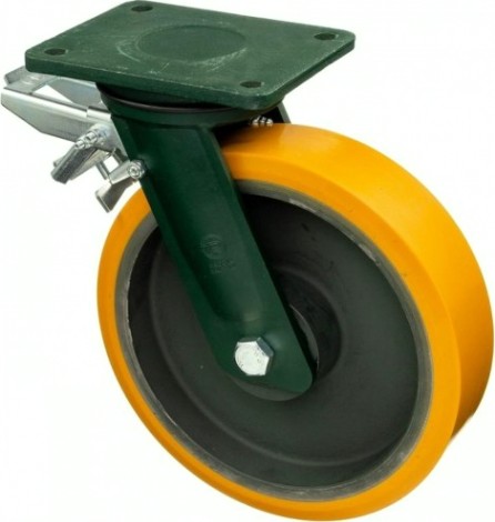 Колесная опора большегрузная TELLURE ROTA 648538 поворотная с задним тормозом, 300 мм, 2300 кг