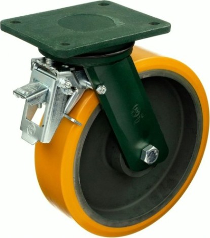 Колесная опора большегрузная TELLURE ROTA 648538 поворотная с задним тормозом, 300 мм, 2300 кг