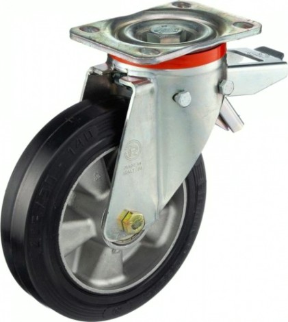 Колесная опора большегрузная TELLURE ROTA 727206 поворотная с задним тормозом, 200 мм, 500 кг