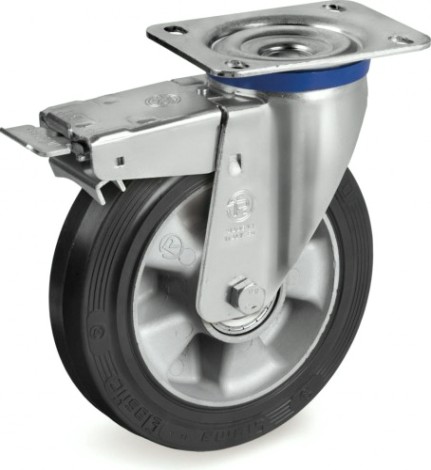 Колесная опора большегрузная TELLURE ROTA 727706 поворотная с тормозом, 200 мм, 500 кг