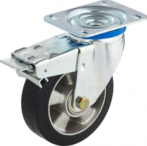 Колесная опора большегрузная TELLURE ROTA 727706 поворотная с тормозом, 200 мм, 500 кг