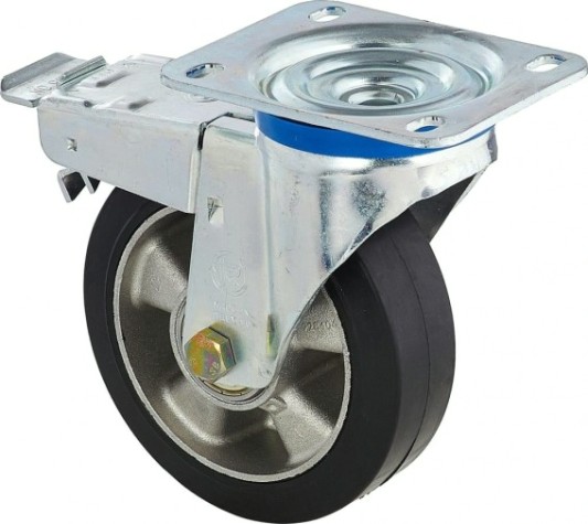 Колесная опора большегрузная TELLURE ROTA 727706 поворотная с тормозом, 200 мм, 500 кг