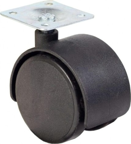 Колесная опора мебельная TOR PWK 50 обрезиненное черное, штыревое крепление, д. 50 [1027288]