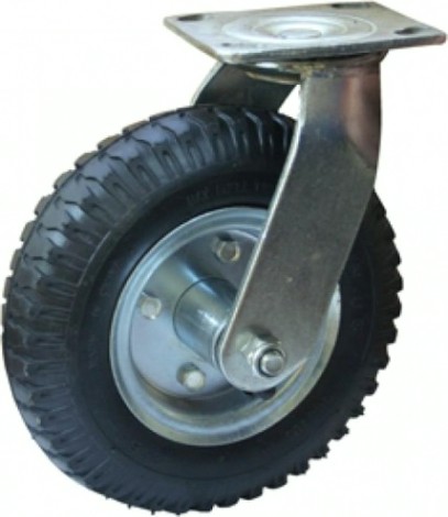 Колесная опора пневматическая LONGWAY PRS63 поворотная, платформенное крепление [01140240]