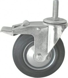 Колесная опора промышленная LONGWAY SCtb 55f поворотная, серая резина, болт 12 мм, D-125 мм