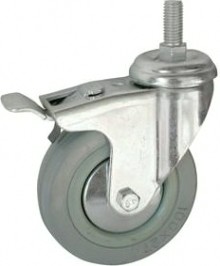 Колесная опора промышленная LONGWAY SCtgb 30 поворотная с тормозом, болт 10 мм, D-160 мм