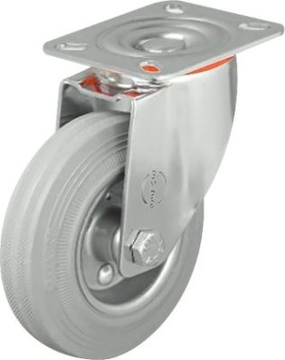 Колесная опора промышленная MFK-TORG EM01-SPRg-150 поворотная 150 мм серая резина Колесная опора промышленная MFK-TORG EM01-SPRg-150 поворотная 150 мм серая резина