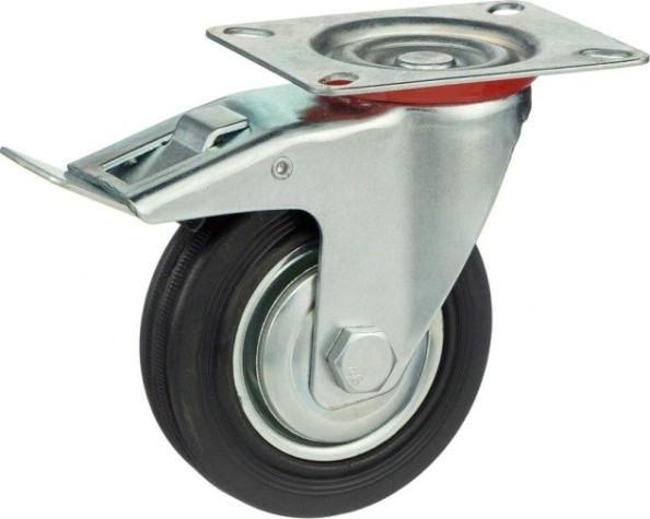 Колесная опора промышленная СТЕЛЛА-ТЕХНИК 4003-100 поворотная с тормозом, 100 мм, 70 кг