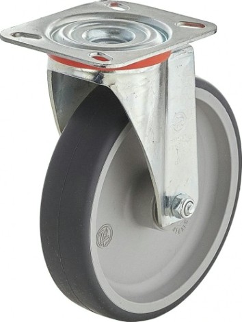 Колесная опора промышленная TELLURE ROTA 714 201 поворотная, диаметр 80мм, грузоподъемность 70кг, [714201]