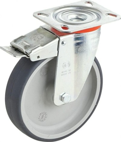 Колесная опора промышленная TELLURE ROTA 716 603 поворотная с тормозом, диаметр 125мм [716603]