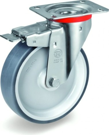 Колесная опора промышленная TELLURE ROTA 716 606 поворотная с тормозом, диаметр 200мм [716606]