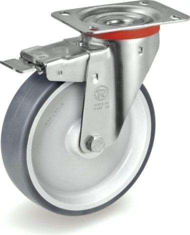 Колесная опора промышленная TELLURE ROTA 716 623 поворотная с тормозом, диаметр 125мм [716623]