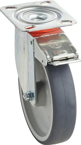 Колесная опора промышленная TELLURE ROTA 716 623 поворотная с тормозом, диаметр 125мм [716623]