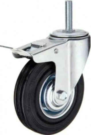 Колесная опора промышленная TOR SCtB 55 125 мм (болт, поворотн., тормоз, черн. рез., ролик [1027179]