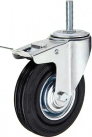 Колесная опора промышленная TOR SCtB 80 200 мм (болт, поворотн., тормоз, черн. рез., ролик [1027181]