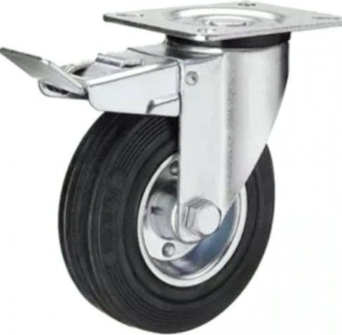 Колесная опора промышленная TOR SRCB 63 усиленное 160 мм (площ., повор., торм., черн. рез. [1027197]