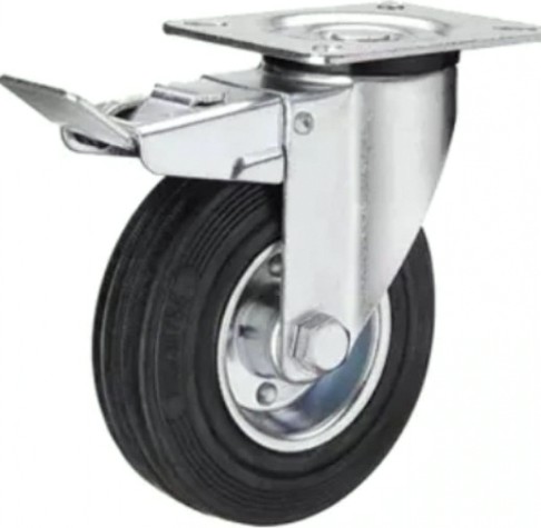 Колесная опора промышленная TOR SRCB 97 усиленное 80 мм (площ., повор., торм., черн. рез., [1027194]