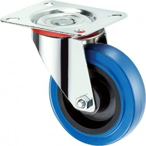 Колесная опора промышленная TOR SRCL 42 поворотное, платф. крепление, синяя резина д. 100 [1024389]