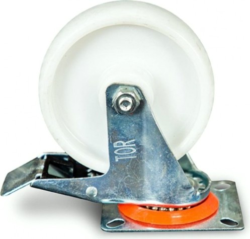Колесная опора промышленная TOR SRCnb 63 полиэтилен 160 мм (площадка, поворотн., тормоз) [1024190]