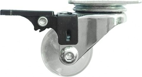 Колесная опора СИБРТЕХ d-35мм прозрачный полиуретан, поворотная с тормозом [68736]