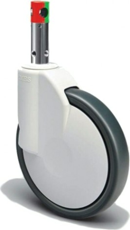 Колесная опора ударопрочная MFK-TORG ECH 03MBT 125 F GR поворотная, зелено-красный штырь, с тормоз. 125 мм