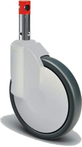 Колесная опора ударопрочная MFK-TORG ECH 03MBT 125 F R поворотная, красный штырь, с тормоз. 125 мм