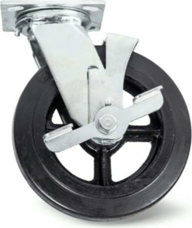 Колесо большегрузное TOR SCdb 42 чугунное 100 мм (поворот., тормоз, площадка, черн. [1003229]