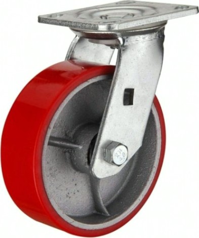 Колесо большегрузное TOR SCp 42 полиуретан 100 мм (поворот., площадка, роликоподш. [1025346]