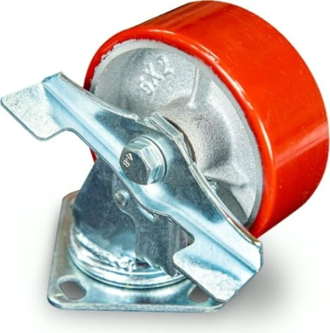 Колесо большегрузное TOR SCpb 55 полиуретан 125 мм (поворот., тормоз, площадка, рол [1024152]