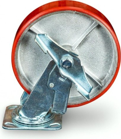 Колесо большегрузное TOR SCpb 80 полиуретан 200 мм (поворот., площадка, тормоз, рол [1024153]