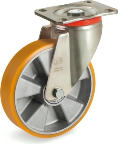 Колесо из алюминия/полиуретан TELLURE ROTA 657602 серия 65, d-100 мм, поворотное (100х85) [8007554033098]